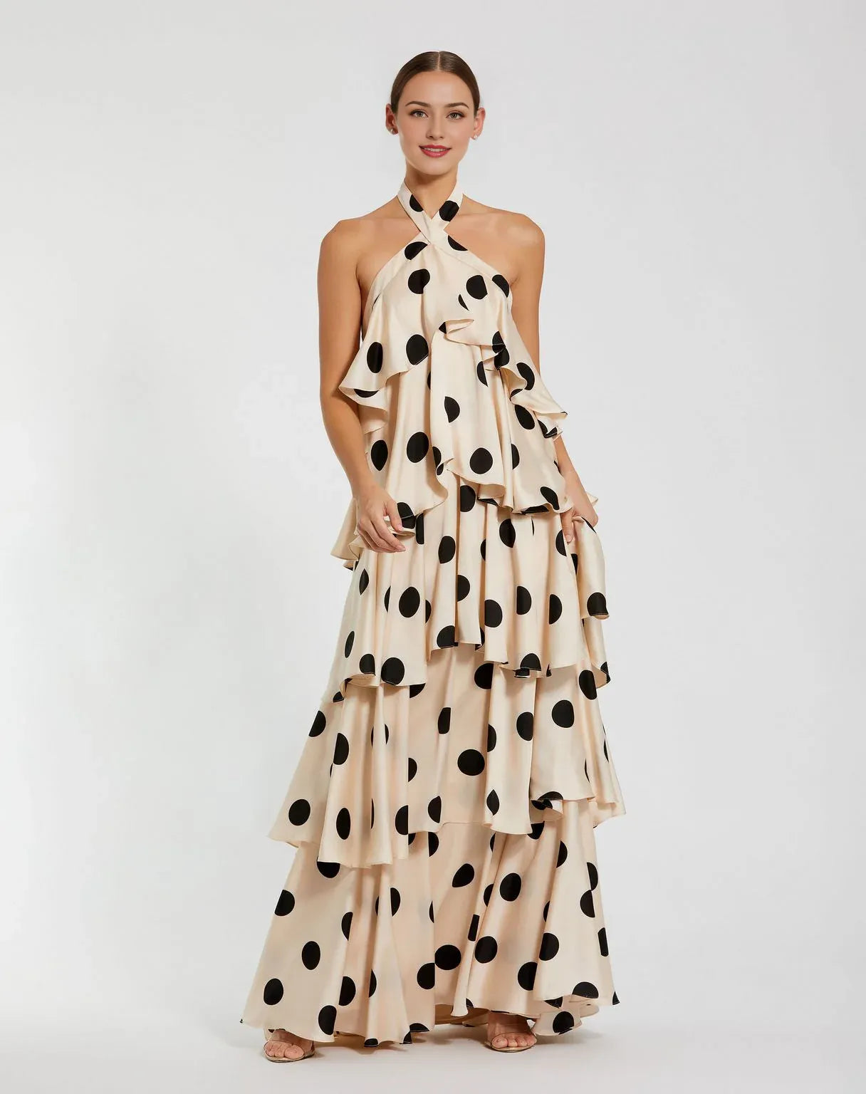 Robe de soirée Weitese à col licou, fermeture éclair, sans manches, longueur au sol, coupe trapèze, multicouches